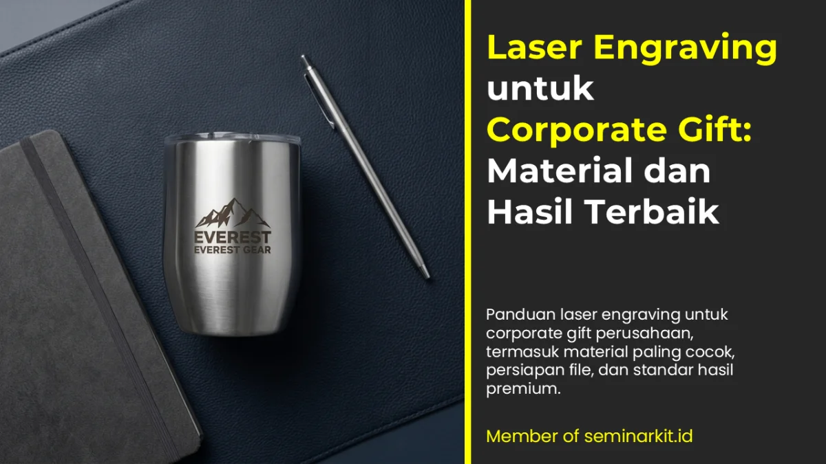 Contoh hasil ukiran laser pada tumbler stainless dan plakat metal