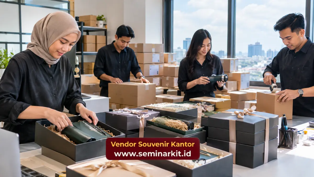 Tim menyiapkan distribusi hampers klien Semarang dengan packaging branded siap kirim